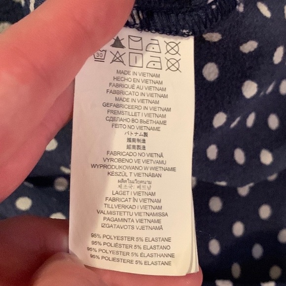 Women’s Michael Kors Navy Blue Polka Dot Tie Wrap Blouse - Picture 8 of 8